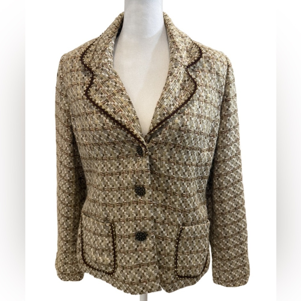 Alfred Dunner Women's Tweed Blazer - Brown and Cream 8